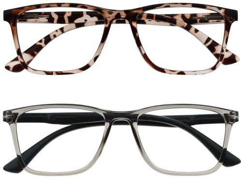 OPULIZE NYX Gafas luz azul mujer y hombre - Lentes Antideslumbrante para ordenador - Paquete de 2 - Protección UV - Marrón Gris