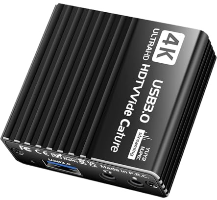Birtern Tarjeta de Captura de Video, Dispositivo de Captura de Video 1080P, Adaptador de 60 FPS, Dispositivo 4K para Consola de TV, Monitor de grabación, transmisión en, conferencias de enseñanza