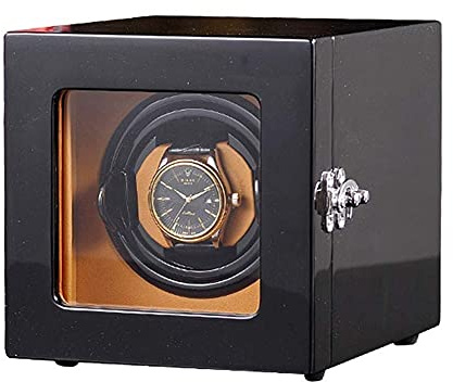 Caja enrolladora de Relojes, enrollador de Relojes automático para un Solo Reloj, Estuche de exhibición de Cuero PU Resistente al Agua.