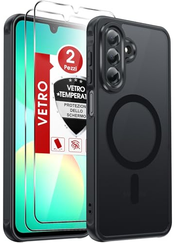 LeYi Funda Magnética para Samsung Galaxy A26 /A 26 5G / 4G, Compatible con MagSafe [2X Protector de Pantalla] Movil Carcasa Antigolpes Helada Translúcida Antihuellas Cuerpo Completo Capa, Negro