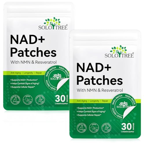 Parches NAD+ 60 unidades – Parches de piel antienvejecimiento de resveratrol, parche de impulso de energía de 8 horas con NAC y CoQ10, suplemento NAD transdérmico para renovación celular