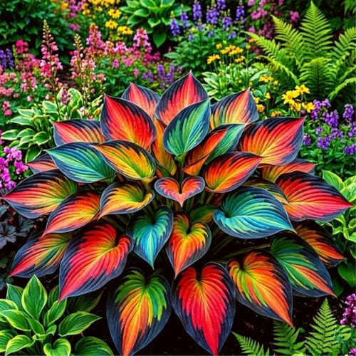 Hosta de Hojas Brillantes - Decoración de Follaje Resistente a la Sombra para Jardines - Perenne y Fácil de Cultivar-6 piece-B