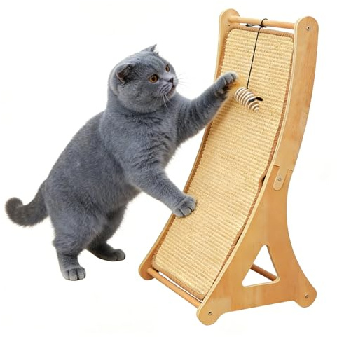 Tappetino Graffiante per Gatti,Protettore Mobili Giocattolo Interattivo Per Animali Domestici - Rampa Graffiante In Sisal Con Pallina Giocattolo,Per Interni Soggiorno Pavimento Gattini Cuccioli Conigl