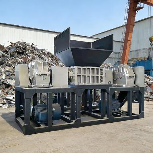 Máquina trituradora y trituradora de neumáticos de desecho completamente automática para centros de reciclaje, vertederos, complejos industriales, equipada con controles inteligentes y componentes