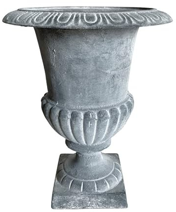 Jardinière en Fonte Grise Style Médicis Vase Vasque Pot de Fleur 24x24x30,5cm
