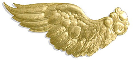 Kunze A068716011 Engelsflügel, 18.5 x 7 cm, 4 Stück, Geprägtes Papier, Gold