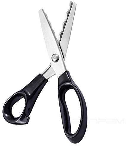 Fabric Pinking Shears - Stainless Steel Wave Blade Scissors Handmade Dressmaking Serrated and Scalloped Scissors Fit Cut Curve for Leather, Fabric Edge, Paper, Multi-Purpose (Scalloped 18mm)