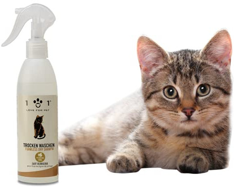 Natürliches und Pflanzliches Trockenshampoo für Katzen, 250 ml – ohne Wasser oder Ausspülen – für eine effektive Trockenwäsche, Linea 101