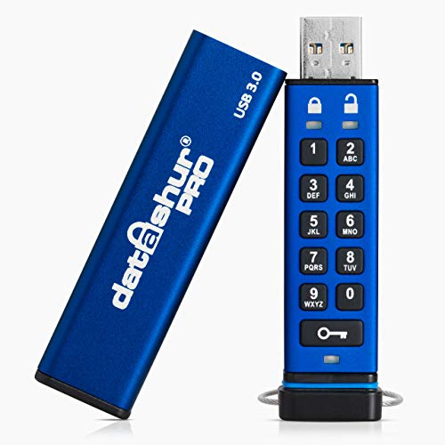 iStorage datAshur PRO 128 GB | Krypterat USB-minne | FIPS 140-2 Nivå 3 Certifierad | Lösenordsskyddad | Dammtät/Vattentålig