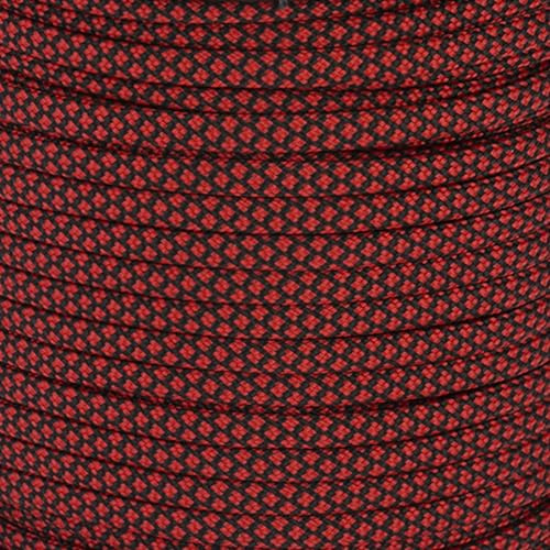 MOPHOEXII Paracordrulle 160 fot 4 mm 7 inre strängar 100% nylon fallskärmslina (röddisksvart)