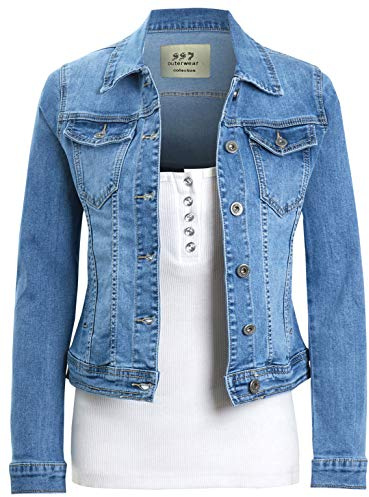 SS7 Womens Premium Stretch Denim Jacket (12, Blue Denim)
