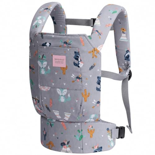 Bebamour Portabebés para niños, bolsa de almacenamiento de accesorios para muñecas, mochila de peluche, portabebés, animal gris