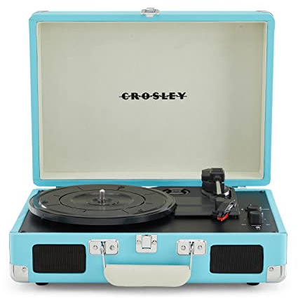 Crosley Cruiser Plus Portable Turntable - Bluetooth Record Player, 3-Speed Suitcase Vinyl Player, Home Turntables for Vinyl Records, Built in Stereo Speakers & Bluetooth Receiver, AUX Input, Turquoise