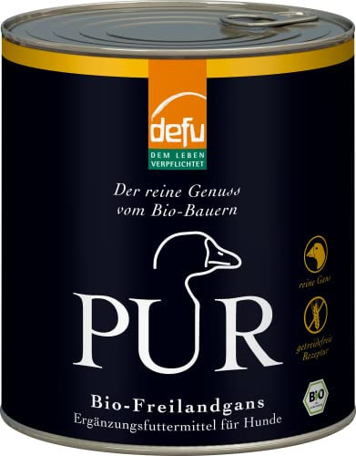 defu Hundefutter | 6 x 800 g | PUR Bio Freilandgans | Premium Bio Nassfutter | Ergänzungsfuttermittel für Hunde