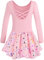 Mulnall Ballettanzug Mädchen Ballett Trikot mit Ballettkleid Kinder TüTü Kurzarm Langarm Baumwolle Balletttrikot Ballettanzug （EU40421-08-L）