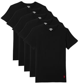 POLO RALPH LAUREN 5 Pack Slim Fit Crews Polo Black/Rl2000 Red Pony Player MD