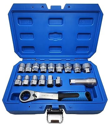 JEUCLEL 17PCS Pass Through Socket Set, Chrome Vanadium Steel, Versatile Space-Saving Design, Efficiency and Dependability, Enhanced Grip and Accessibility