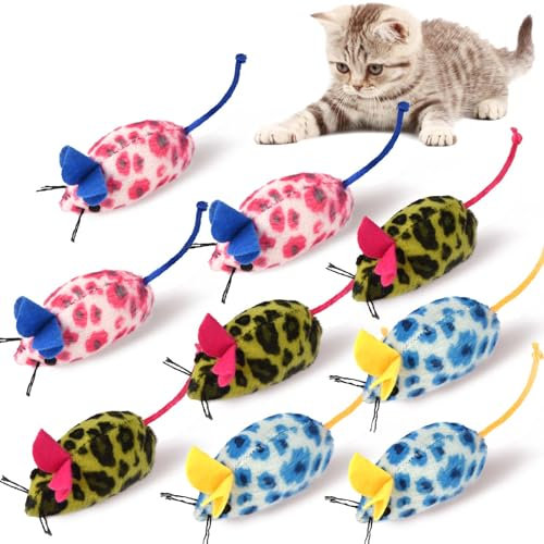 SeaMorn 9 Pcs Cat Toys Mouse Set - Colorful Plush Catnip Toys for Indoor Cats, Teething Chew Toys and Interactive Play