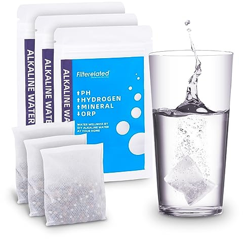 Sacchetto filtrante alcalino per acqua, sistema di filtraggio dell'acqua ricca di idrogeno, per bottiglie, brocche, contenitori, pH elevato 9+sacchetto filtro portatile per bottiglia d'acqua a lunga