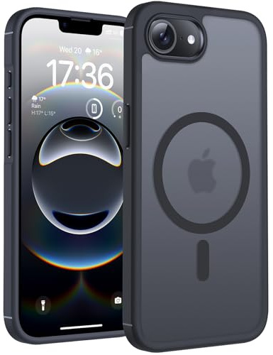 TOCOL Funda para iPhone 16e Funda Magnética para iPhone 16e 6,1 Pulgadas [Protección Lente Cámara] [Protección Militar] Translúcida Mate Trasera, Titanio Negro