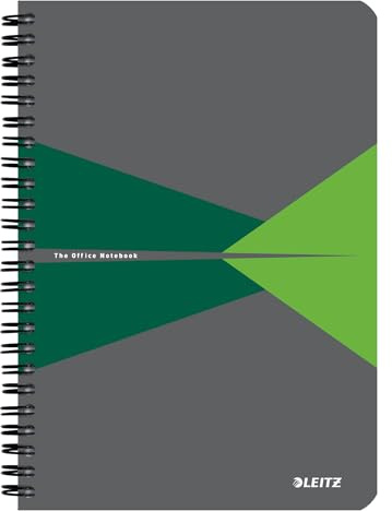 Leitz Office College Pad - Cahier A5 quadrillé avec reliure spirale, ouverture à 360 degrés, 180 pages / 90 feuilles de papier accrédité FSC 80 g/m², pour bureau et école, vert, 44581055