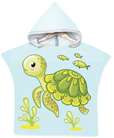 EDLMKM Hooded Poncho Towels for Kids, Hooded Towels For Kids, Kids Swim Changing Robe, Microfiber Soft and Large Bathrobe for Girls Boys Children 3-10 Years Old, 60 x 60 cm