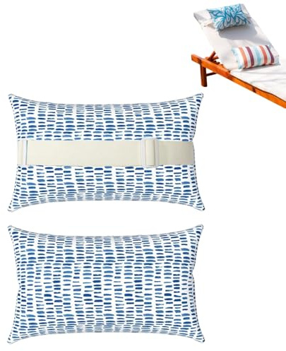 Generico Confezione da 2 Poggiatesta Sdraio Prendisole per Sedia a Sdraio, Cuscino Poggiatesta Esterno impermeabile con Elastica Regolabile per Arredamento da Giardino (B)