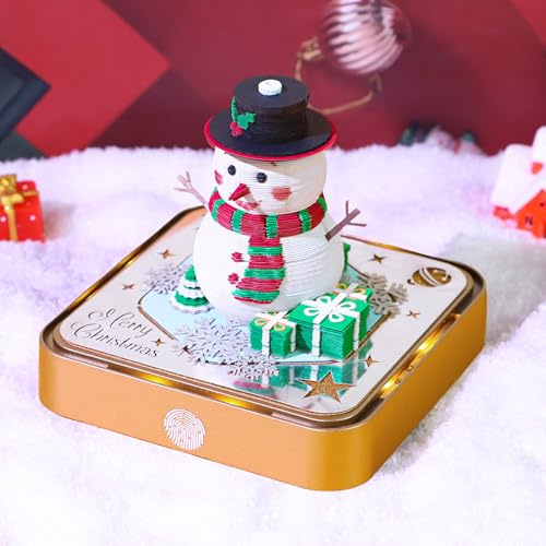 Calendrier 3D 2026 - Calendrier de table créatif à déchirer - Bloc-notes 3D avec lumière - Papier mémo 3D - Papier sculpté - Décoration de table de Noël - Cadeau de Noël (bonhomme de neige 9,8 x 9,8 x