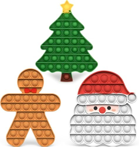 Set di Giocattoli Fidget in Silicone Natale 2025 – Giocattoli Sensoriali Festivi con Babbo Natale, Uomo di Pan di Zenzero, Albero di Natale, Regali per Bambini, Adolescenti, Adulti, ADHD 3+