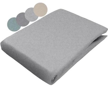 sleepling Flanell Spannbetttuch 140x200 cm, hellgrau, Made in Germany, Oeko-Tex 100, Matratzen bis 25 cm Höhe, Rundum Gummizug, 100% Baumwolle, Melange Betttuch Bettlaken 140 x 200 cm