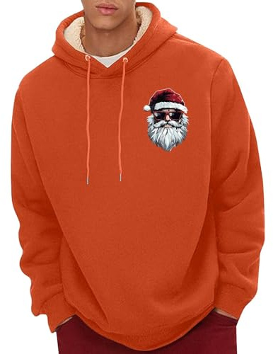 Fleecefodrad julhuvtröja, varm tomte tryck pullover sweatshirt med dragskohuva, mjuk mysig jultröja med ficka, rolig festlig huvtröja för presentutbyte, pubkvällar eller vinterevenemang