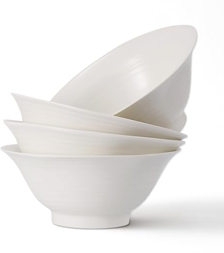 Jiwoo Ramen Schüssel Set 1000ml 4-teilig Suppenteller Ø 20.6 cm Tiefe Teller Set Keramik Bowl Schüssel mikrowellen spülmaschinengeeignet, Japanische Suppenschale für Ramen Suppe Salat Spaghetti