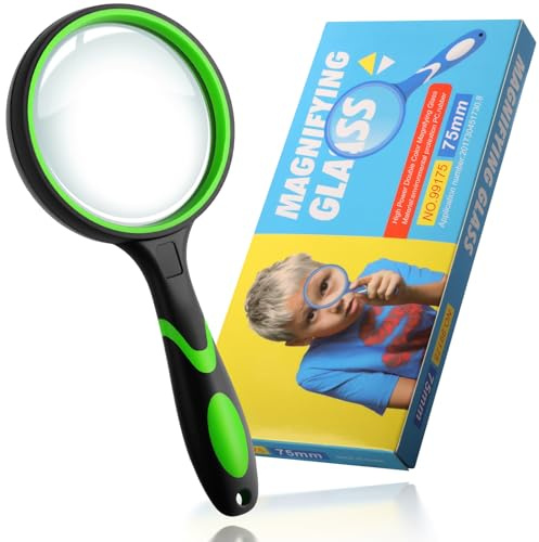 1 lot de loupes grossissantes x10 pour personnes âgées et enfants, loupe de poche antidérapante pour la lecture, lentille grossissante de 75 mm pour le travail de près et l'observation de loisirs