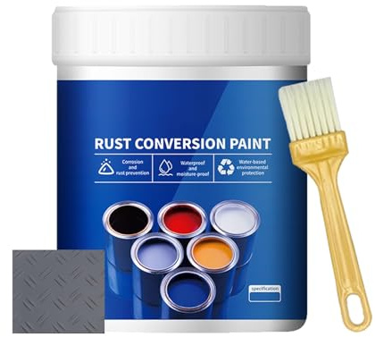 Rust Remover for Metal - Anti Rust Paint with Brush, Eliminates Oxides from Aluminum, Cast Iron, and Steel (Gray,500g / 17.6 Fl Oz)