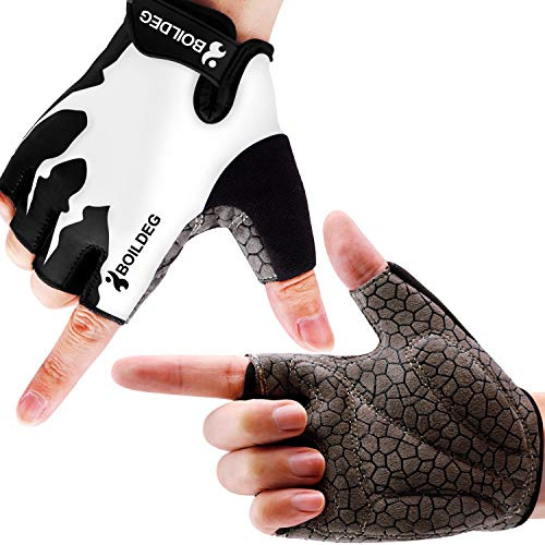 boildeg Guanti da Ciclismo in Tessuto Traspirante e Resistente (Bianco, XXL)