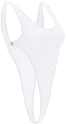 Damen Transparent Bodys Ärmellos Stringbody Rückenfreis Bodysuit Unterhemd Träger Top Dessous Achselhemd Sexy Negligee Overall Monokini Einteiler Unterwäsche Nachtwäsche Babydoll Reizwäsche Weiß