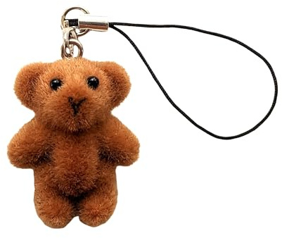 Miniblings Teddy Teddybär beflockt Handyanhänger Handyschmuck Bärchen flauschig braun - Handmade Modeschmuck I Anhänger Handyschmuck Schlüsselanhänger