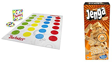 Hasbro Gaming 98831398 Gaming Twister Spiel, Partyspiel für Familien und Kinder, Twister Spiel ab 6 Jahren & A2120EU4 - Jenga Classic, Kinderspiel das die Reaktionsgeschwindigkeit fördert, ab 6 Jahren