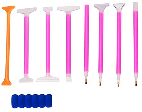 8 Pcs Diamond Painting Pens 5D DIY Diamond Embroidery Pen Diamond Painting Tools Pen Drawing Point Drill Pen Diamond Art Tools Accessories Pen with Rubber Sleeve Correction Pen for Diamond Crafts