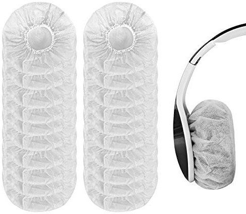 Yizhet Fundas Auriculares Desechables, 200 Piezas 8cm Cubierta para Auriculares de 7-8,5cm / 2,75-3,34 Pulgadas, Tela no Tejida Elásticas, Antisudor Sanitarios, Blanco