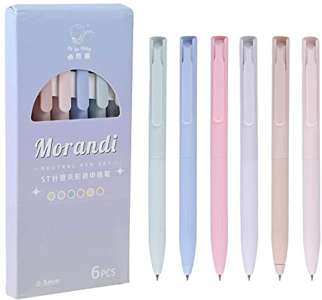 6 pcs Aesthetic Kugelschreiber Stil bunte Gelschreiber, Glatte Kugelschreibe Einziehbar 0,5 mm Stiftspitze, Gelstifte Gel Pen Ballpoint Pen Schnell Trocknend für Journaling Doodling Zeichnungen (A)