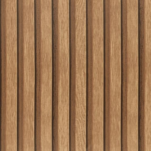 Arthome 44cmx10m Akustikpaneele Holzwand Tapete Holzoptik Braun PintWalls Selbstklebend Abziehen und Aufkleben Möbelfolie Vinyl Dekorativ Braun Klebefolie Wandverkleidung für Möbel