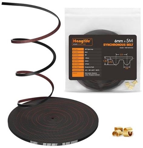 HANGLIFE GT2 Zahnriemen mit Kupfer-Schnalle - Offener Synchronriemen (2mm Teilung) 3D-Drucker-Zubehörteile | 3D-Drucker-Riemen - 6mm x 5M