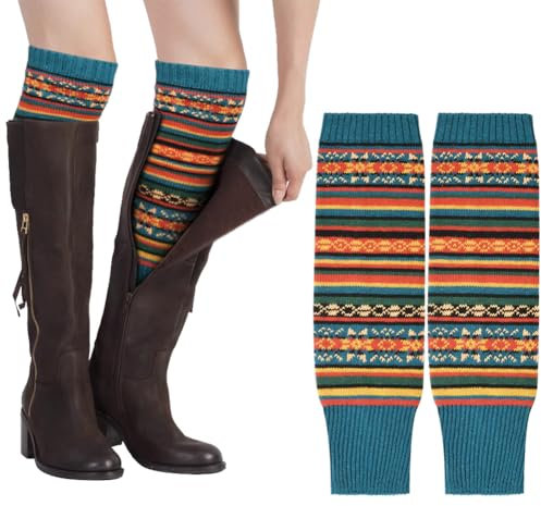 AUYAO Winter Stulpen Damen Winter Beinstulpen Retro Gestrickte Beinwärmer Stricken Häkelarbeit Leg Warmers Herbst Legwarmers Mädchen Knöchelwärmer Stiefel Boot Abdeckung Winterwärmer (Pfauenorchidee)