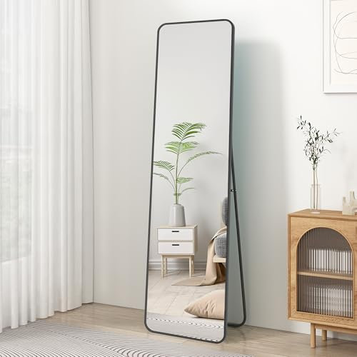 Dee.Romg Spiegel Groß 160x50 cm Ganzkörperspiegel für Wand und Boden, Standspiegel und Wandspiegel in einem Groß Mirror in Schwarz Spiegel für Schlafzimmer, Ankleidezimmer, Flur und mehr