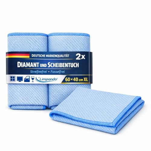 limpando 2 x premium mikrofiberduk 60 x 40 cm för fönster, glas, glas, rengöringsdukar, avtorkningsduk med diamantstruktur för bästa absorption av vatten och damm