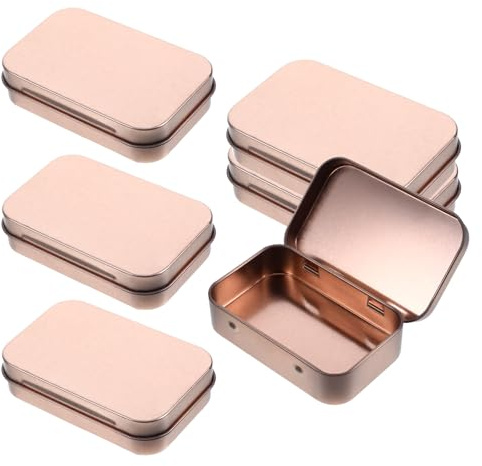 Sploziia 6 Stücke Rose Gold Metalldosen mit Deckel-Blechdose mit Deckel, Kleine Dosen zur Aufbewahrung von Kleinteilen, Schmuck, Reiseutensilien(9.5 x 6 x 2.2cm)