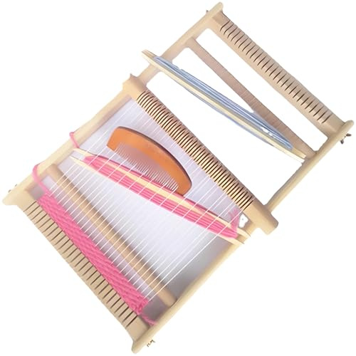 Kronabelle Wooden Craft Weaving for Kids, Adjustable Frame, Includes Shuttle, Needle, Comb, Ideal for Creative Weaving Projects