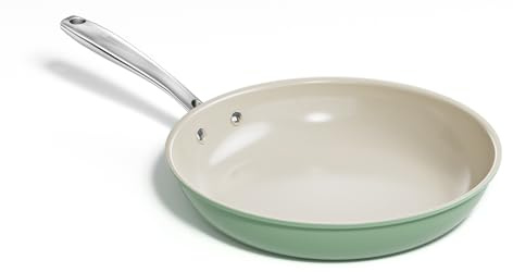 Redchef Keramiska pannor med nonstickbeläggning, 28 cm, med nonstickbeläggning av aluminium, induktionspannor för alla spishällar, utan PTFE, PFAS och PFOA, ugnsäkra, gröna