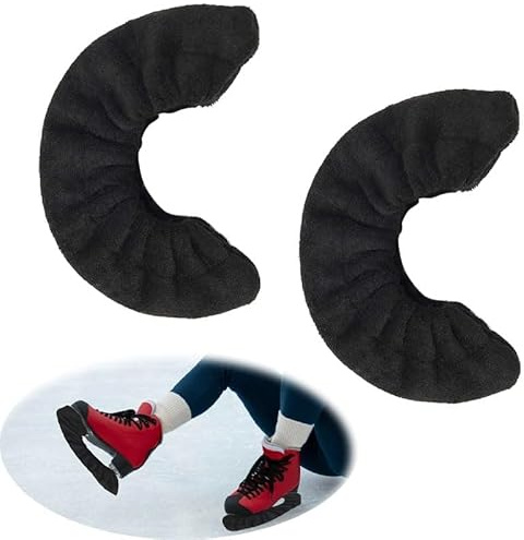 Vmoomax Black Ice Skate Blade Guards, Protective Skate Soakers for Hockey and Figure Skates, Elastic Blade Covers for Men, Women and Kids, Durable Polyester Ice Skate Guards for Transport and Storage
